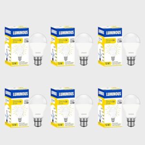 Luminous 9W B22 LED Bulb - Pack of 6